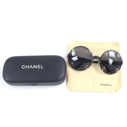 Chanel Vintage CC Logo Round Sunglasses Matte Black Eyewear — view 2