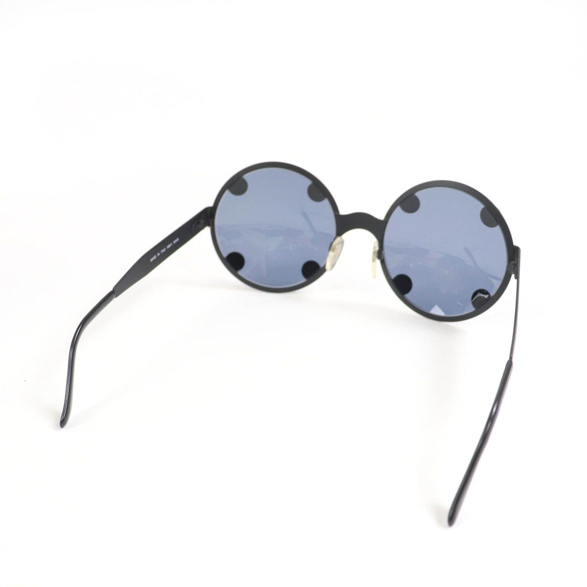 Chanel Vintage CC Logo Round Sunglasses Matte Black Eyewear — view 5