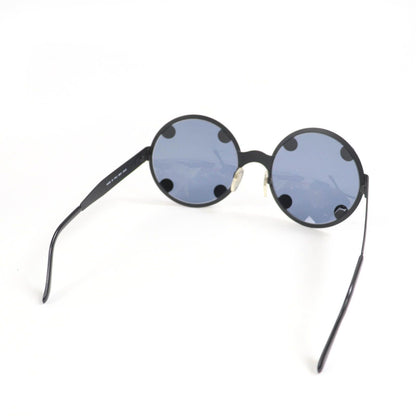 Chanel Vintage CC Logo Round Sunglasses Matte Black Eyewear — view 5