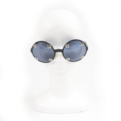 Chanel Vintage CC Logo Round Sunglasses Matte Black Eyewear — view 3