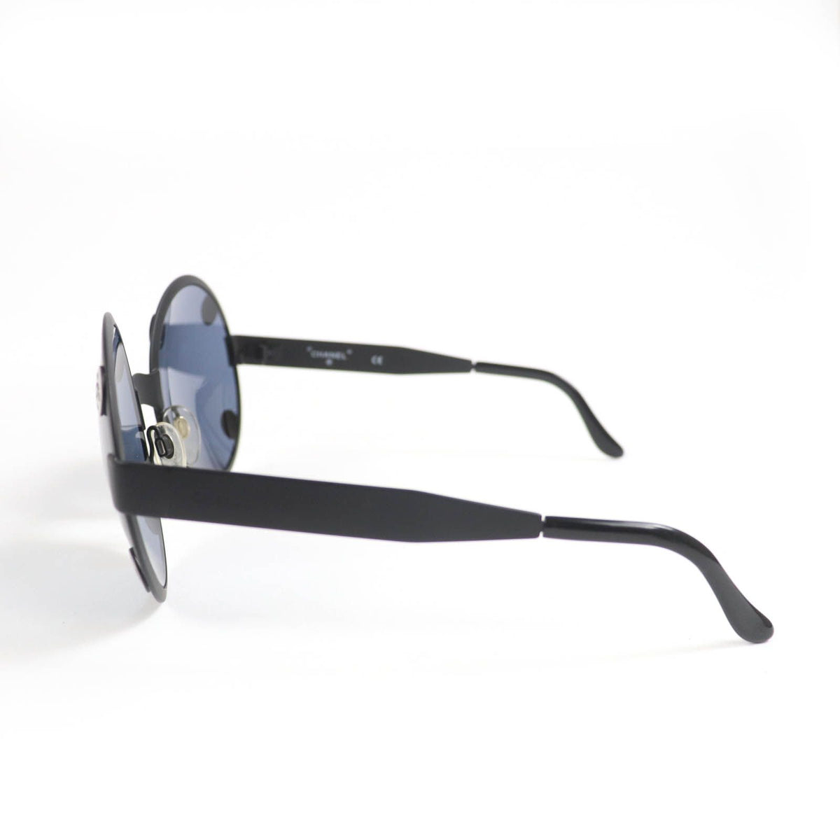 Chanel Vintage CC Logo Round Sunglasses Matte Black Eyewear — view 4