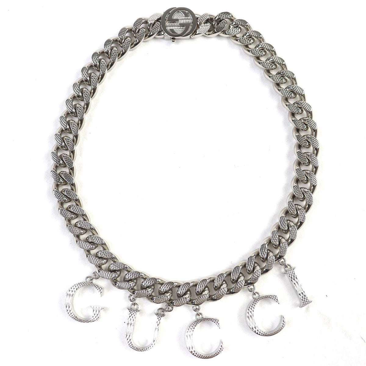 Gucci Script Logo Choker Interlocking G Necklace Silver