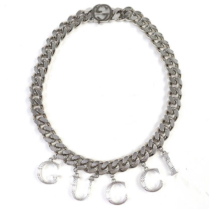 Gucci Script Logo Choker Interlocking G Necklace Silver