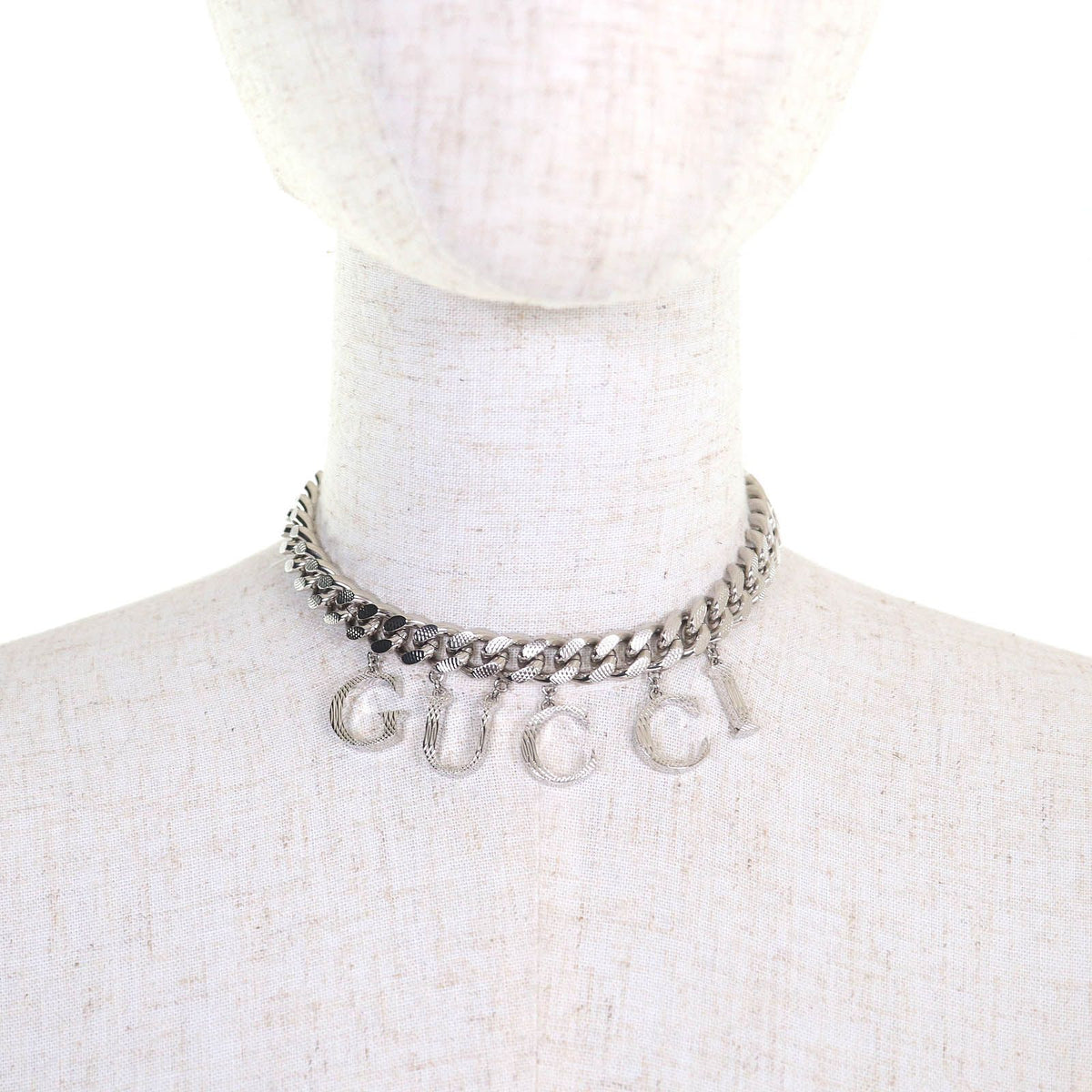 Gucci Script Logo Choker Interlocking G Necklace Silver — view 3