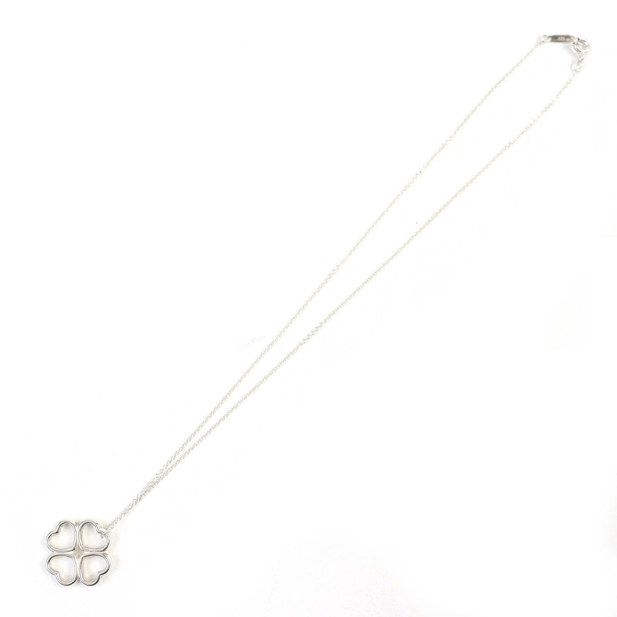 Tiffany & Co Loving Heart Clover Necklace 925 Sterling Silver Four Leaf Pendant — view 4