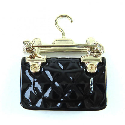 Chanel CC Logo Pearl Design Brooch Black Gold — view 3