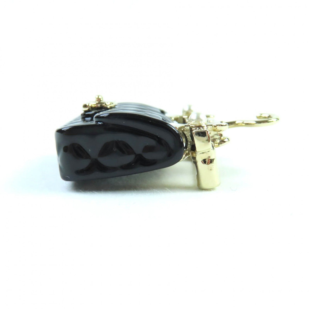 Chanel CC Logo Pearl Design Brooch Black Gold — view 5