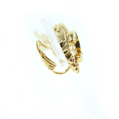 Chanel CC Logo Rhinestone Shell Design Earrings Gold — view 5