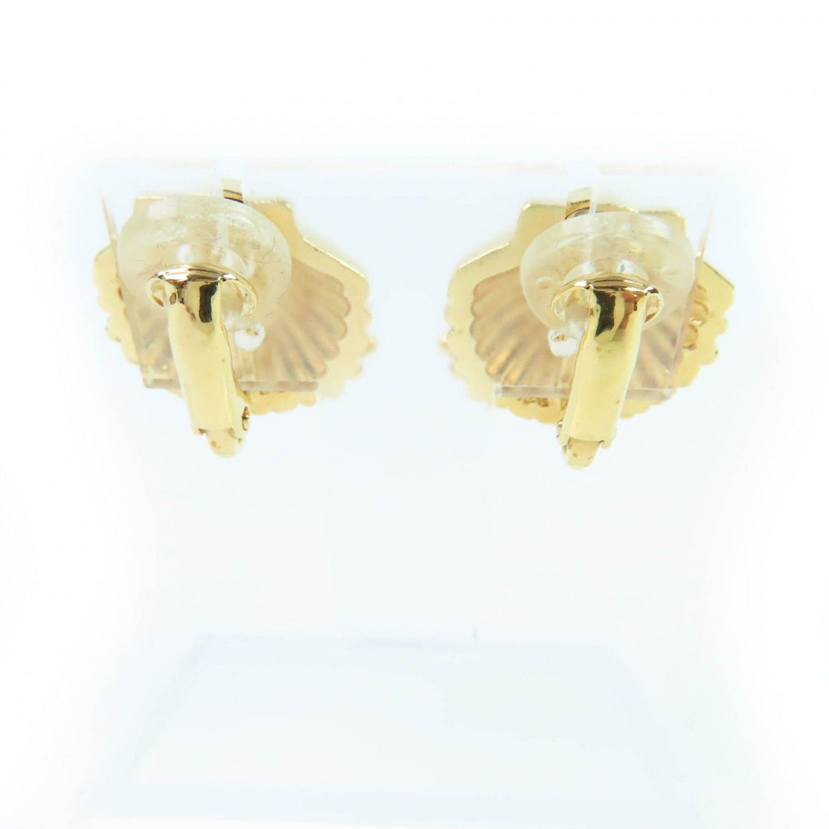 Chanel CC Logo Rhinestone Shell Design Earrings Gold — view 4