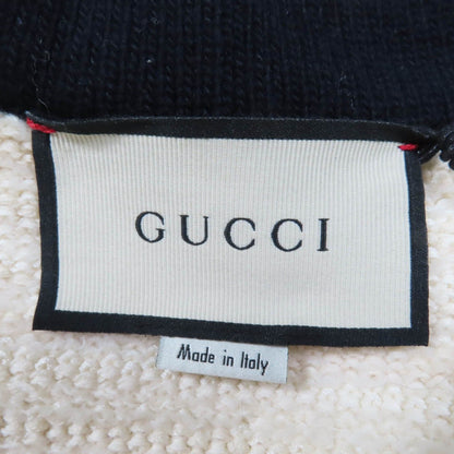 Gucci Wool Cotton Front Open Collarless Coat Ivory — view 6