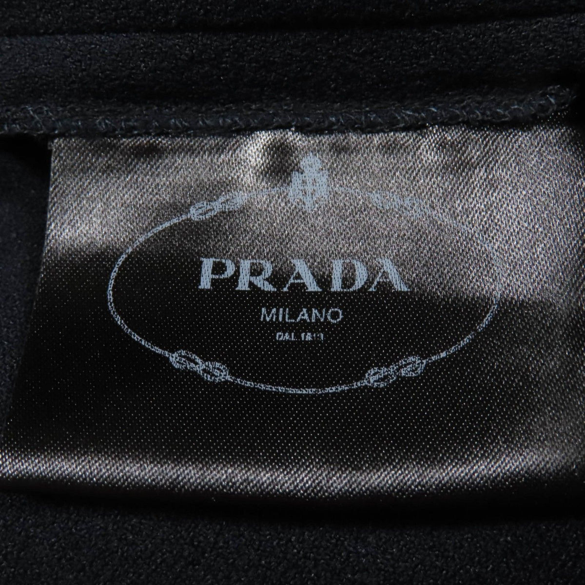 Prada Lace Combination V-neck Long Sleeve Dress Navy 40 — view 6