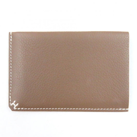 Hermes H Sellier Veau Evercolor Etoupe H Bias Stitch Card Case French