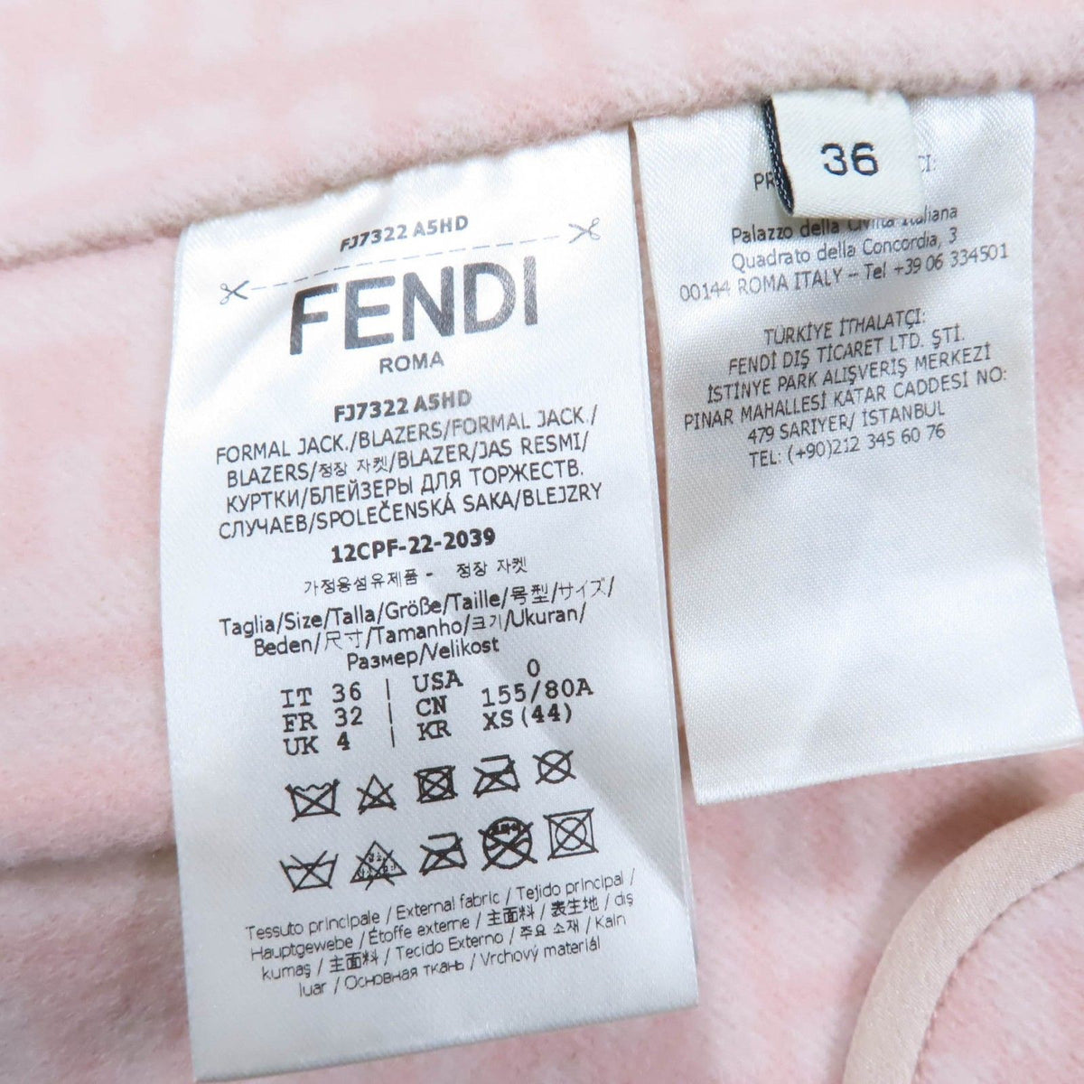 Fendi Wool Silk Mink Lining Zucca Jacket Pink 36 — view 8
