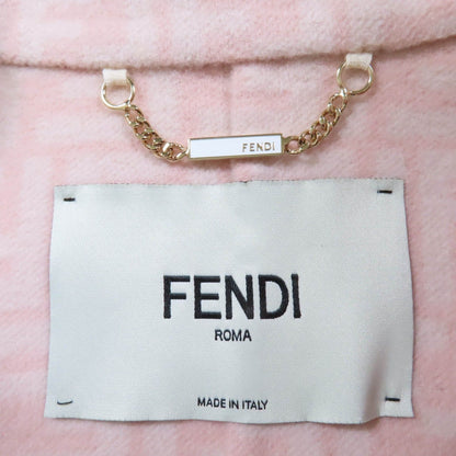Fendi Wool Silk Mink Lining Zucca Jacket Pink 36 — view 7
