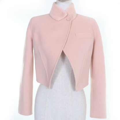 Fendi Wool Silk Mink Lining Zucca Jacket Pink 36