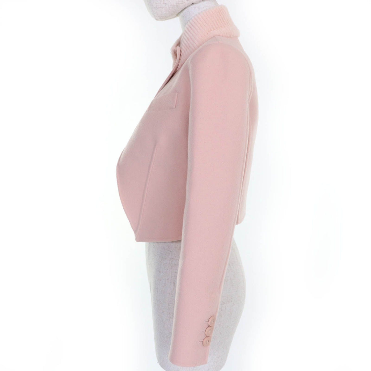 Fendi Wool Silk Mink Lining Zucca Jacket Pink 36 — view 2