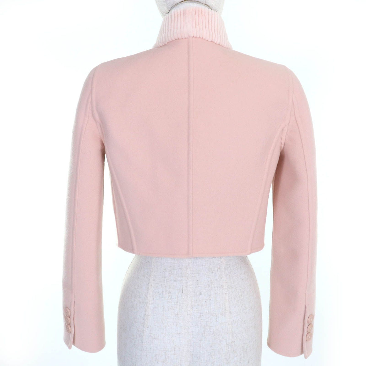 Fendi Wool Silk Mink Lining Zucca Jacket Pink 36 — view 3