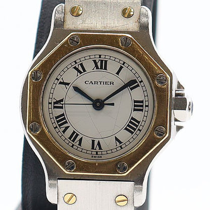 Cartier Santos Octagon SM Automatic YG SS White Dial Watch