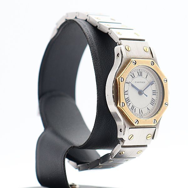 Cartier Santos Octagon SM Automatic YG SS White Dial Watch — view 2