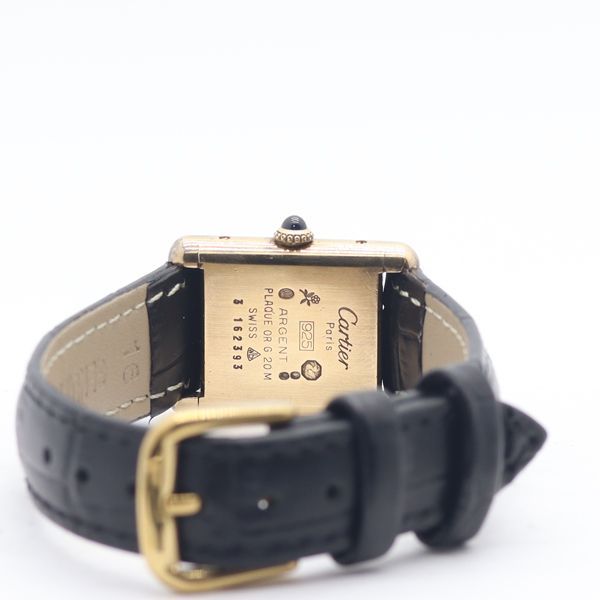 Cartier Must Tank 925 Sterling Silver Black Dial Watch — view 4