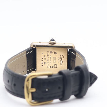 Cartier Must Tank 925 Sterling Silver Black Dial Watch — view 4