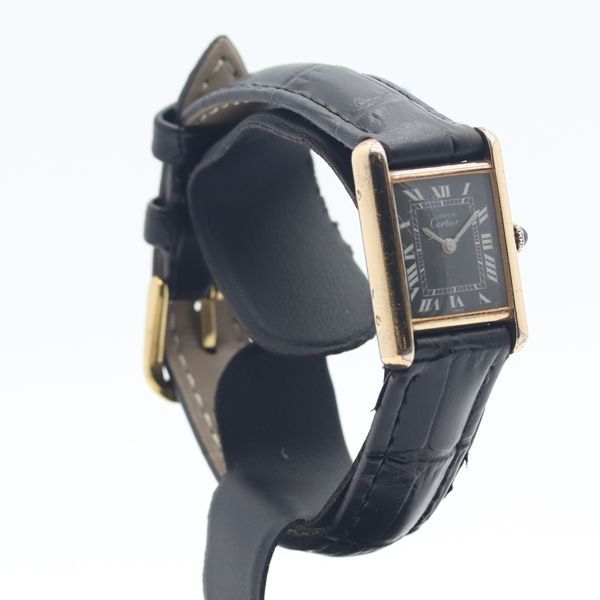 Cartier Must Tank 925 Sterling Silver Black Dial Watch — view 2