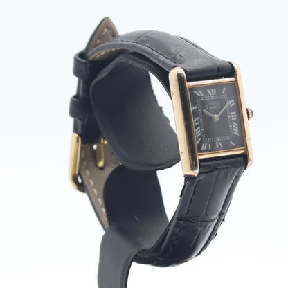 Cartier Must Tank 925 Sterling Silver Black Dial Watch — view 2