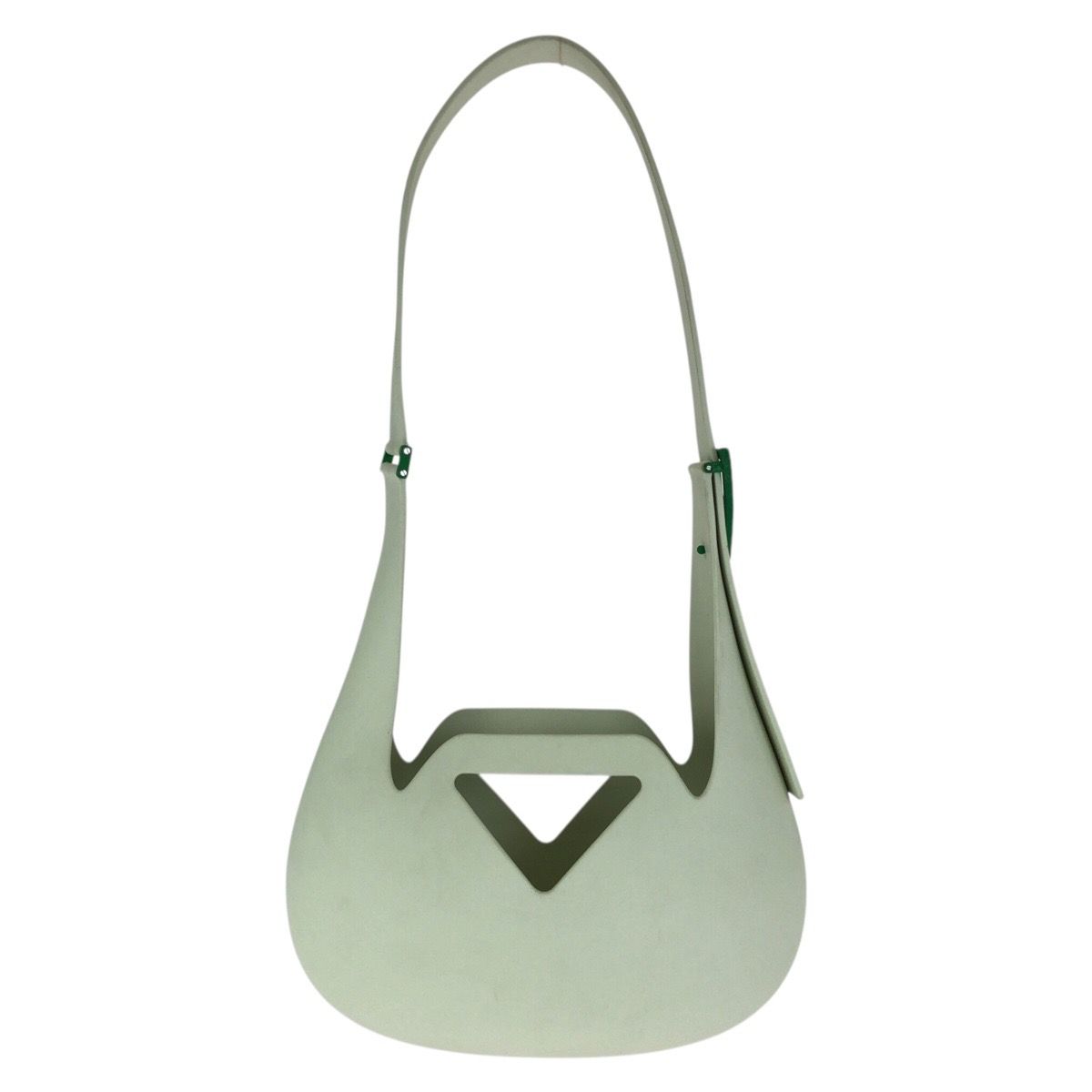 Bottega Veneta the Point Punch Green Rubber Shoulder Bag