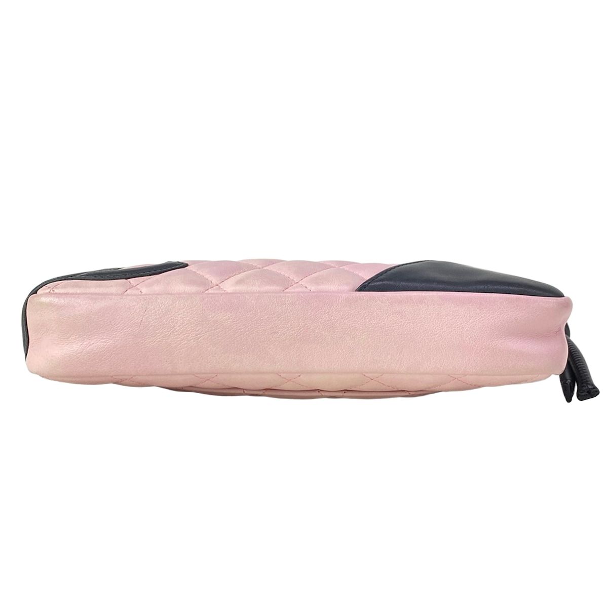 Chanel Handbag Cambon Line Pink Black Silver Leather — view 5