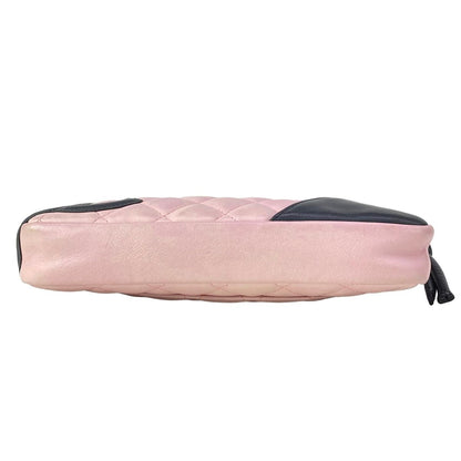 Chanel Handbag Cambon Line Pink Black Silver Leather — view 5