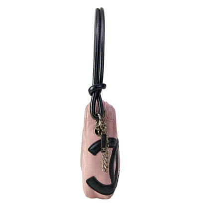 Chanel Handbag Cambon Line Pink Black Silver Leather — view 2