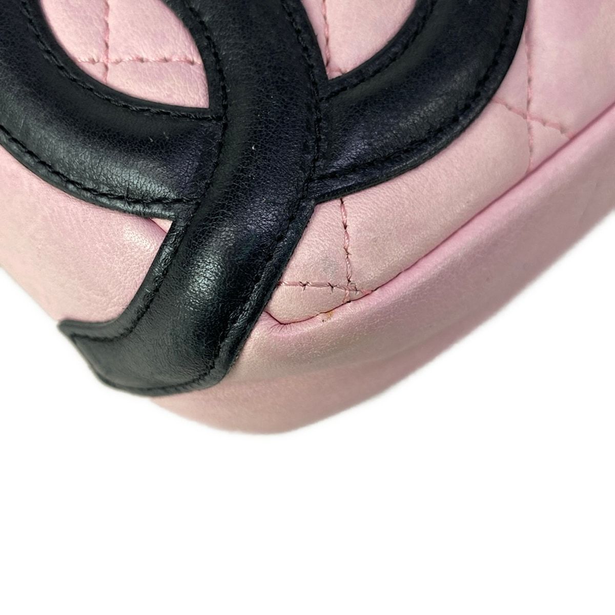Chanel Handbag Cambon Line Pink Black Silver Leather — view 7