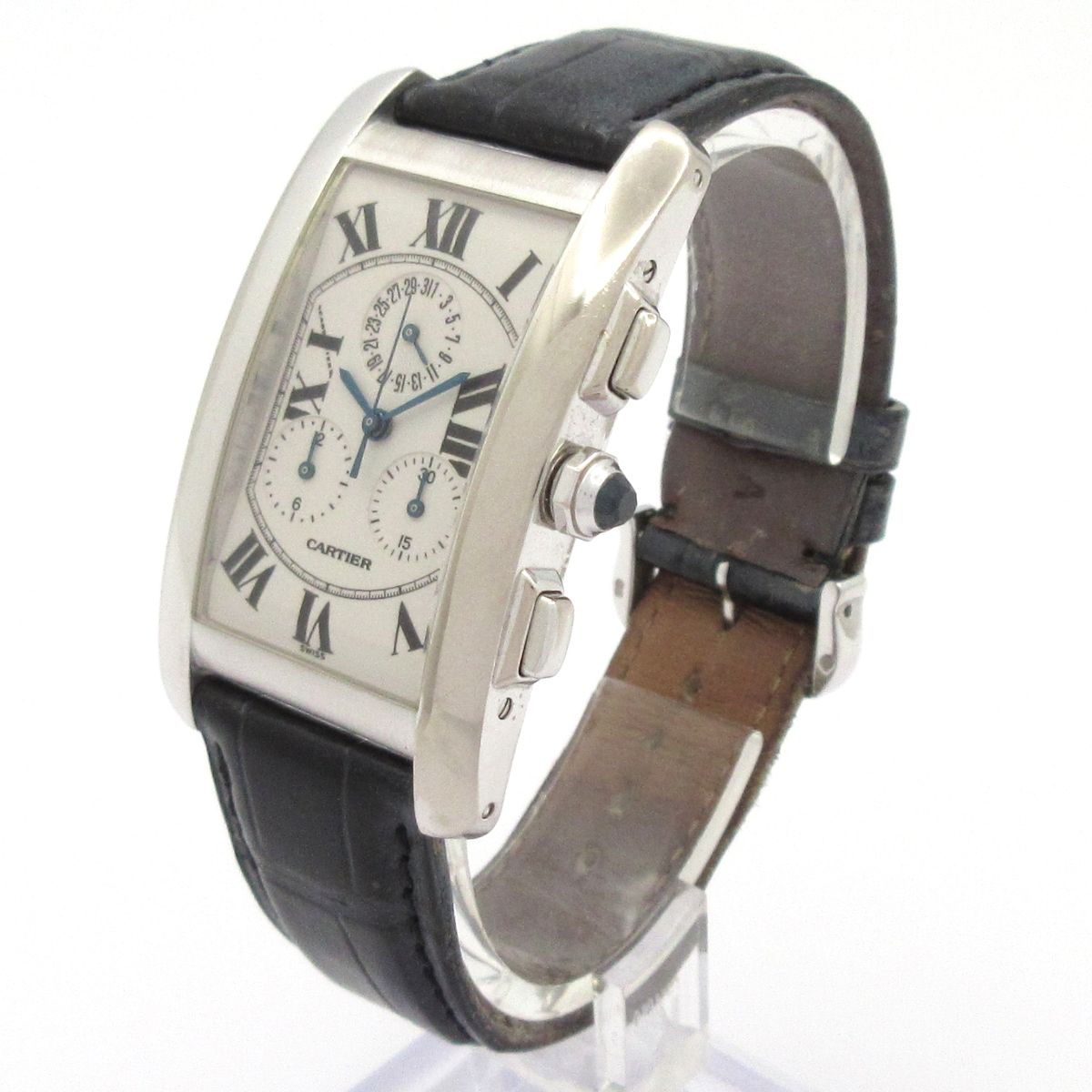 Cartier Watch Tank Americanine Chrono Reflex Leather Strap Chronograph Ivory — view 2
