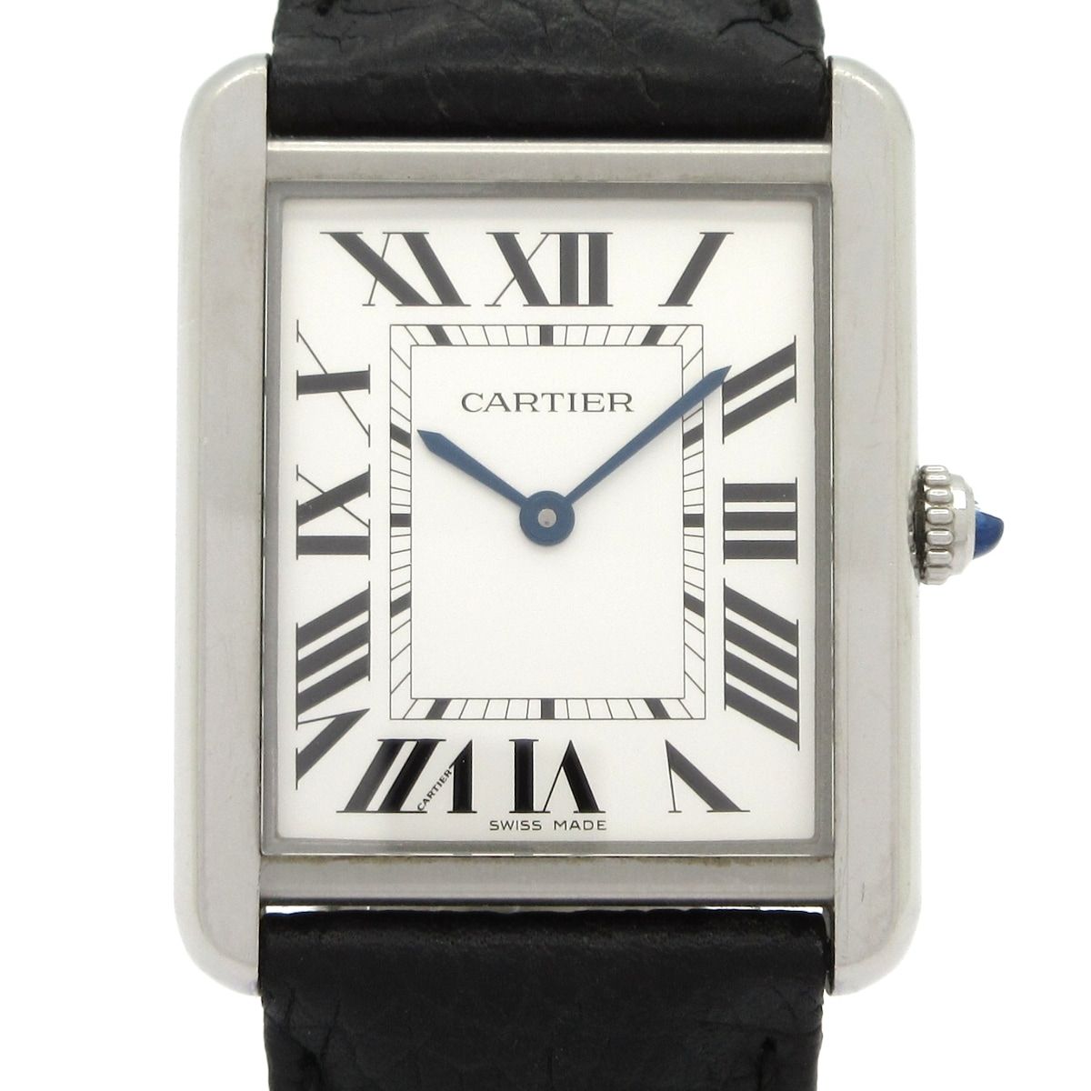 Cartier Watch Tank Solo LM SS Leather Strap White
