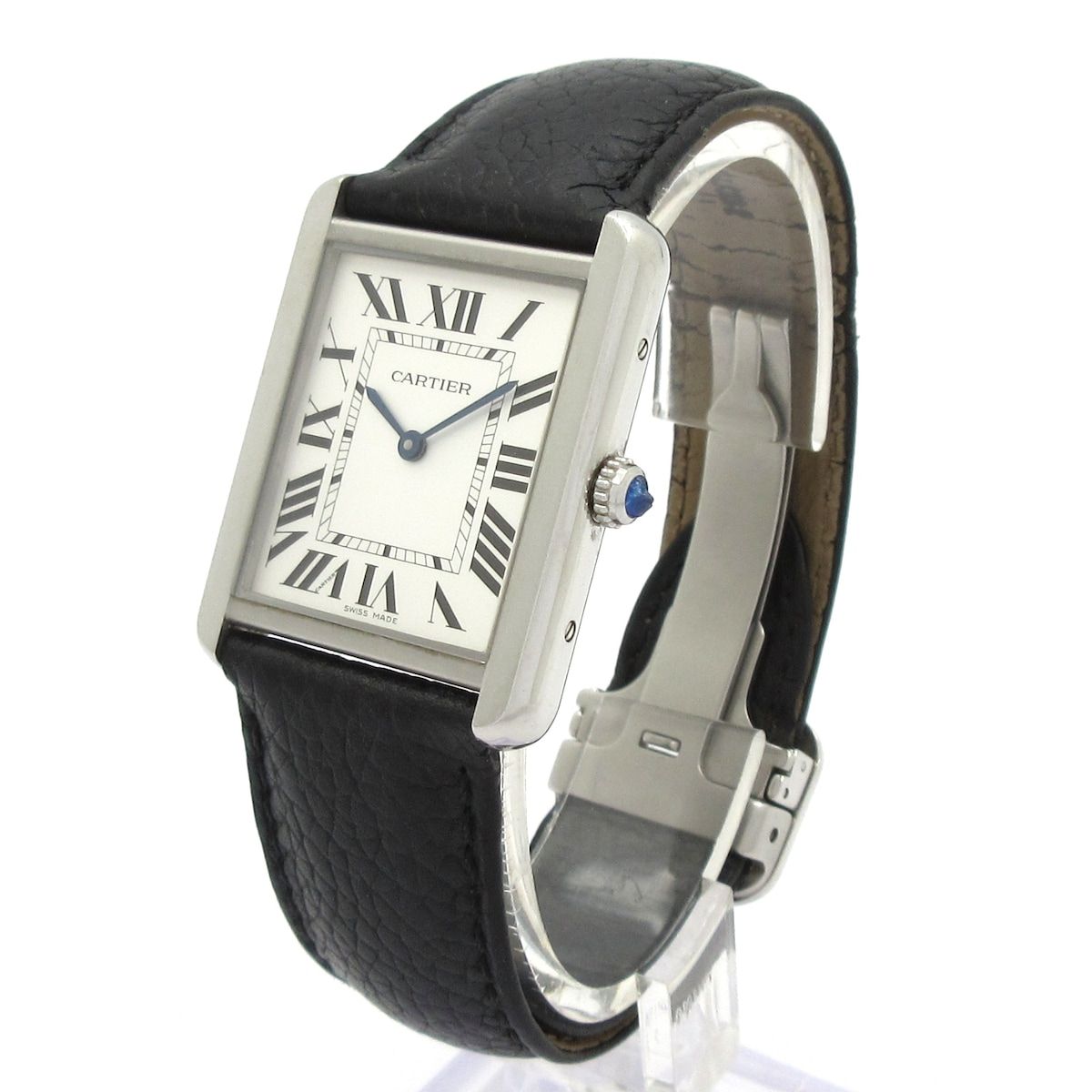 Cartier Watch Tank Solo LM SS Leather Strap White — view 2