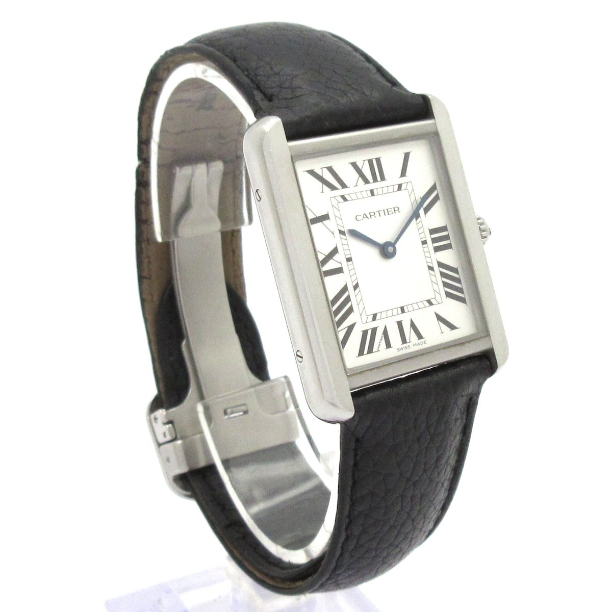 Cartier Watch Tank Solo LM SS Leather Strap White — view 3