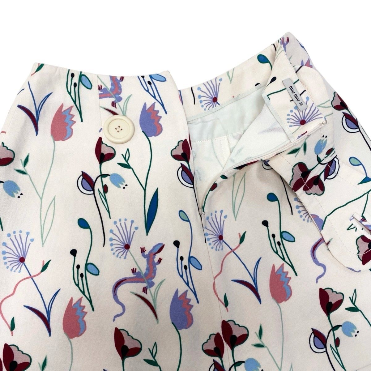 Miu Miu Flower Print Mini Skirt Baby Pink 38 — view 5
