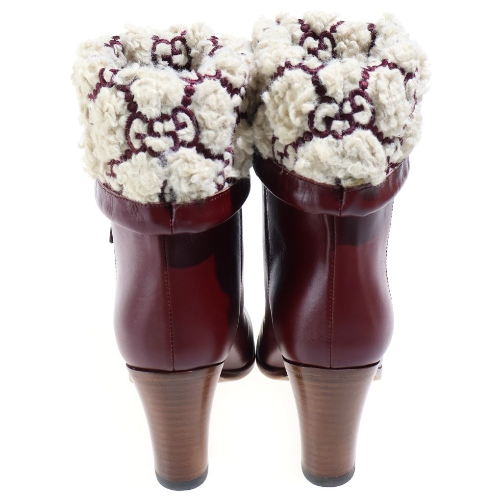 Gucci GG Shearling Effect Leather Boots Red White — view 3