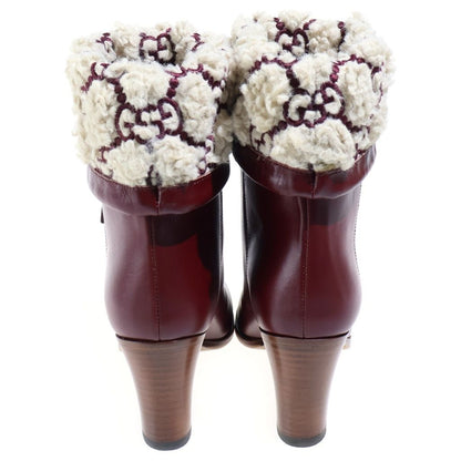 Gucci GG Shearling Effect Leather Boots Red White — view 3