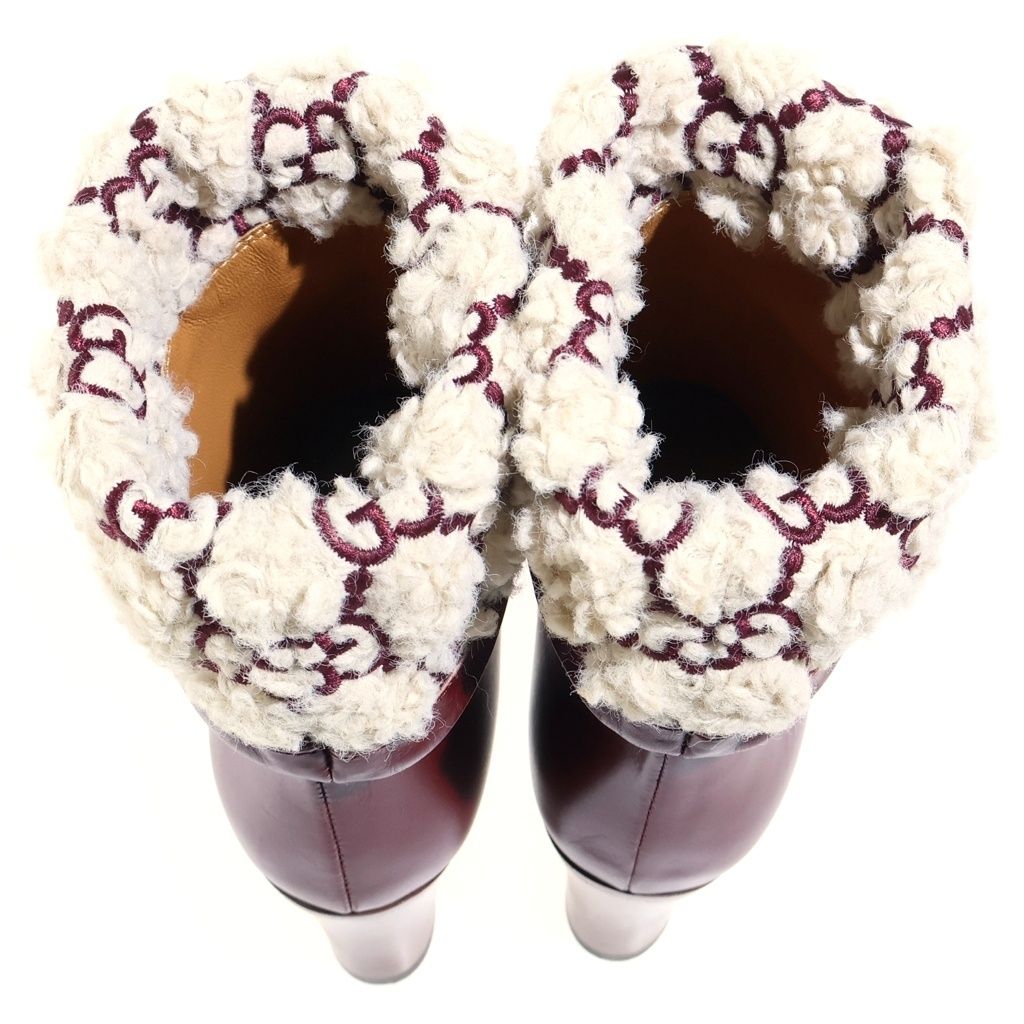 Gucci GG Shearling Effect Leather Boots Red White — view 4