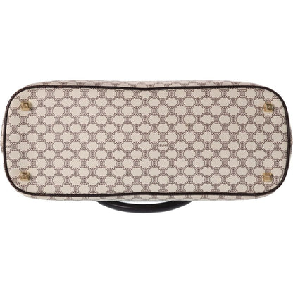 Celine Macadam Pattern 2-Way Shoulder Bag White Brown Leather Gold — view 4
