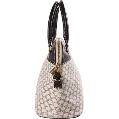 Celine Macadam Pattern 2-Way Shoulder Bag White Brown Leather Gold — view 3