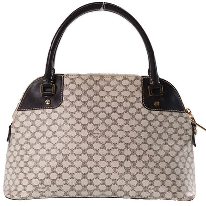 Celine Macadam Pattern 2-Way Shoulder Bag White Brown Leather Gold — view 2