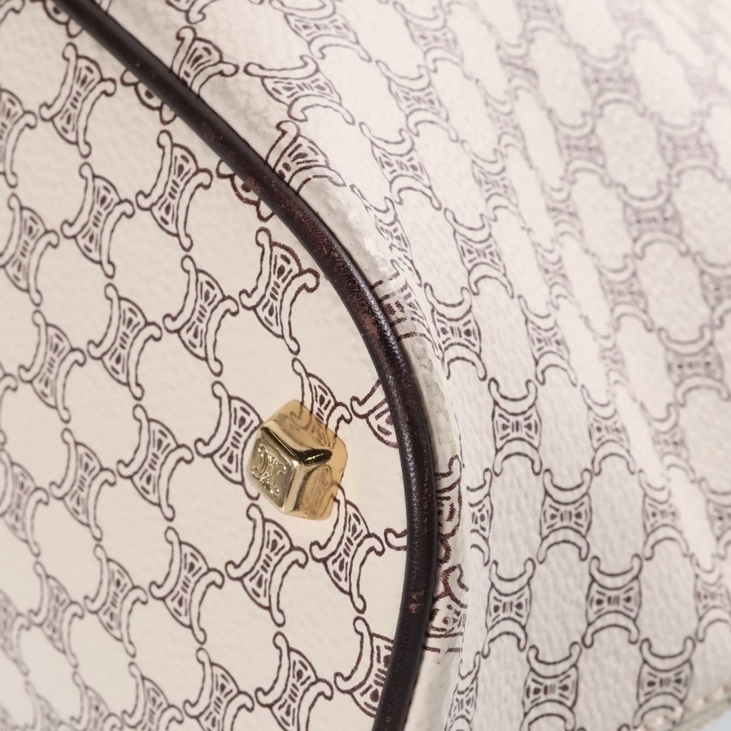 Celine Macadam Pattern 2-Way Shoulder Bag White Brown Leather Gold — view 5