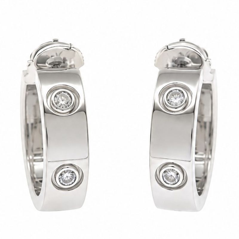 Cartier Earrings 750 White Gold Love Diamond