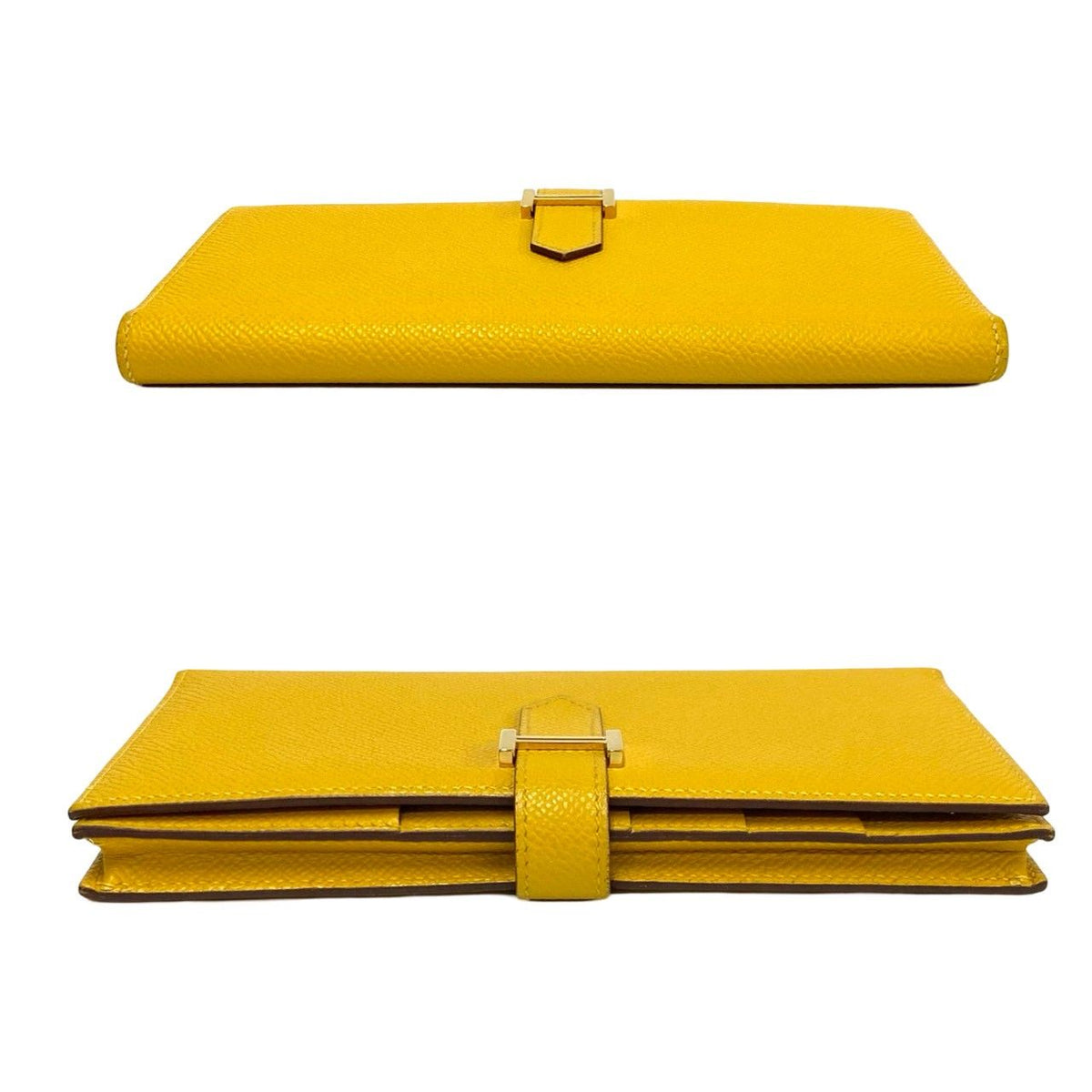 Hermes Bearn Soufflet Veau Epsom Wallet Billfold Coin Purse Yellow — view 5