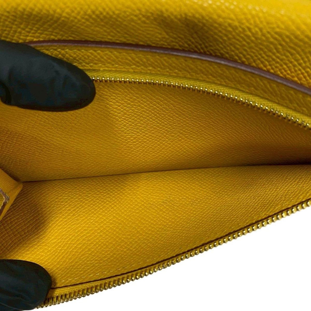 Hermes Bearn Soufflet Veau Epsom Wallet Billfold Coin Purse Yellow — view 7