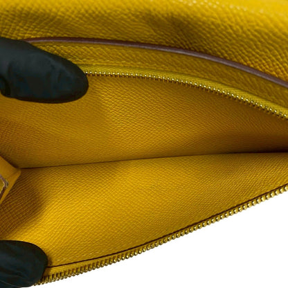 Hermes Bearn Soufflet Veau Epsom Wallet Billfold Coin Purse Yellow — view 7