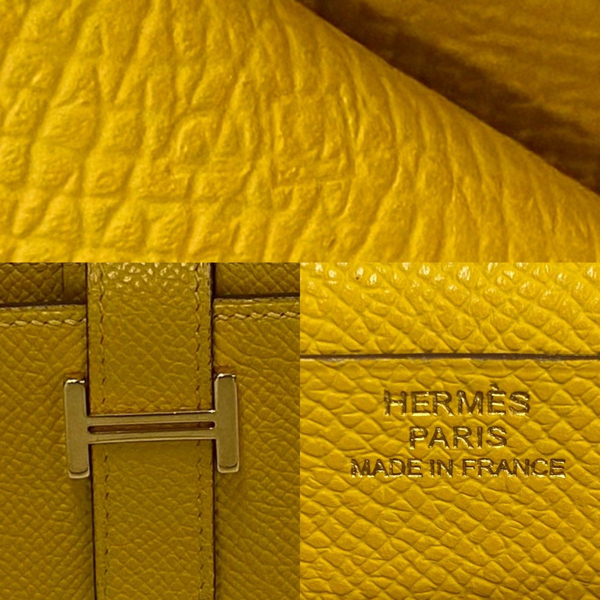 Hermes Bearn Soufflet Veau Epsom Wallet Billfold Coin Purse Yellow — view 2