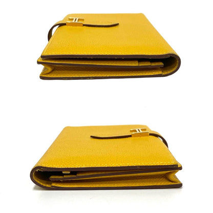 Hermes Bearn Soufflet Veau Epsom Wallet Billfold Coin Purse Yellow — view 4